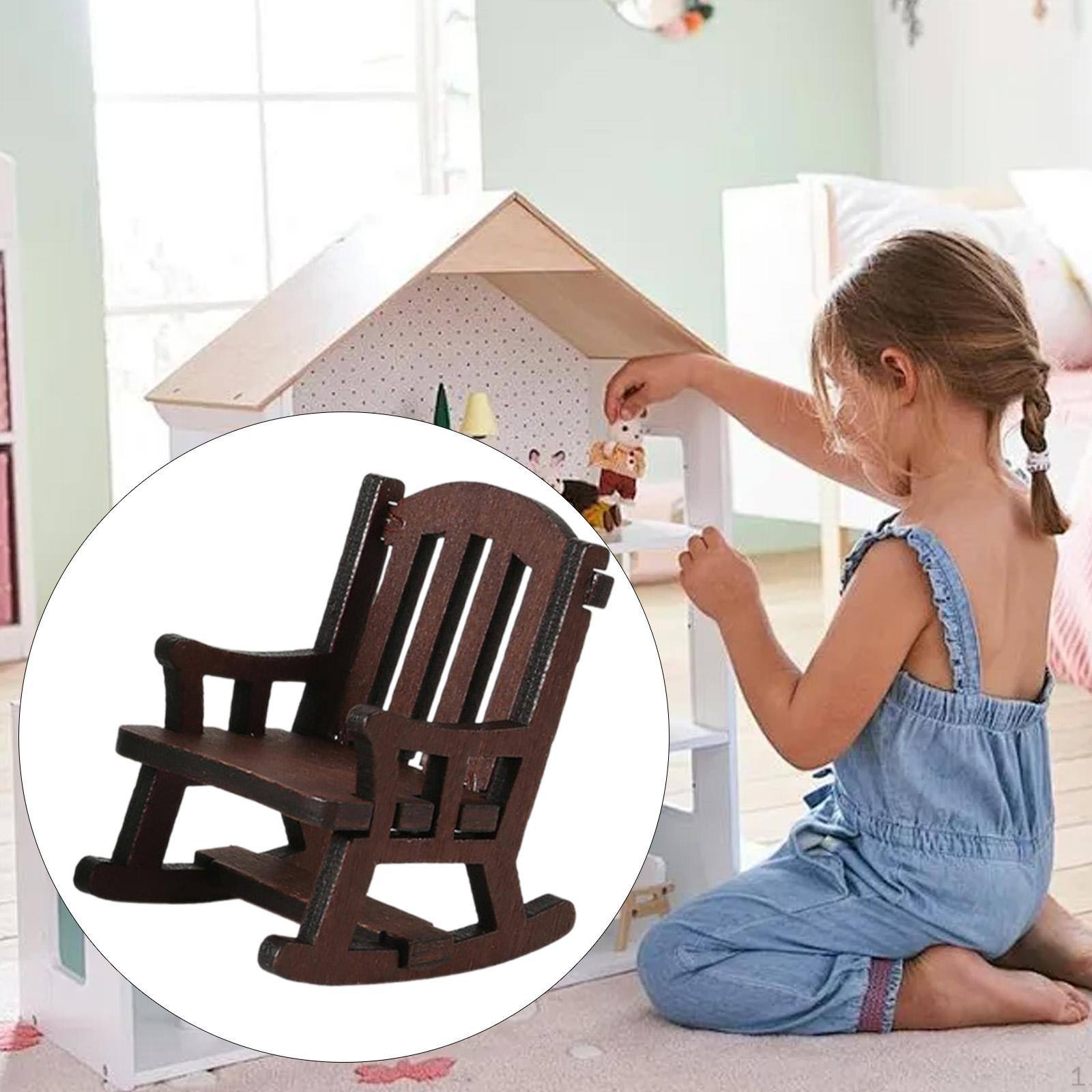 

1/12 Rocking Chair Model Mini High Back Realistic Simulated Miniature Furniture for DIY кавовий