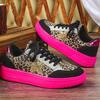 Women's Multi-Color Sneakers Neon Pink/Golden Glitter Low-Top Lace-Up EVA Cushion Leopard Print All-Season Casual Vacation Work Parties