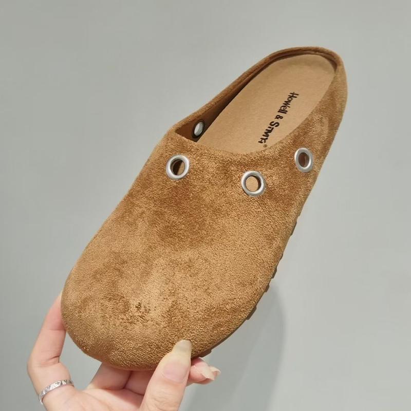 Fashion Flats Women Mules Shoes Casual Designer Slippers Suede Fashion Dress Woman Sandals 2025 New Cozy Slingback Zapatillas De Mujer