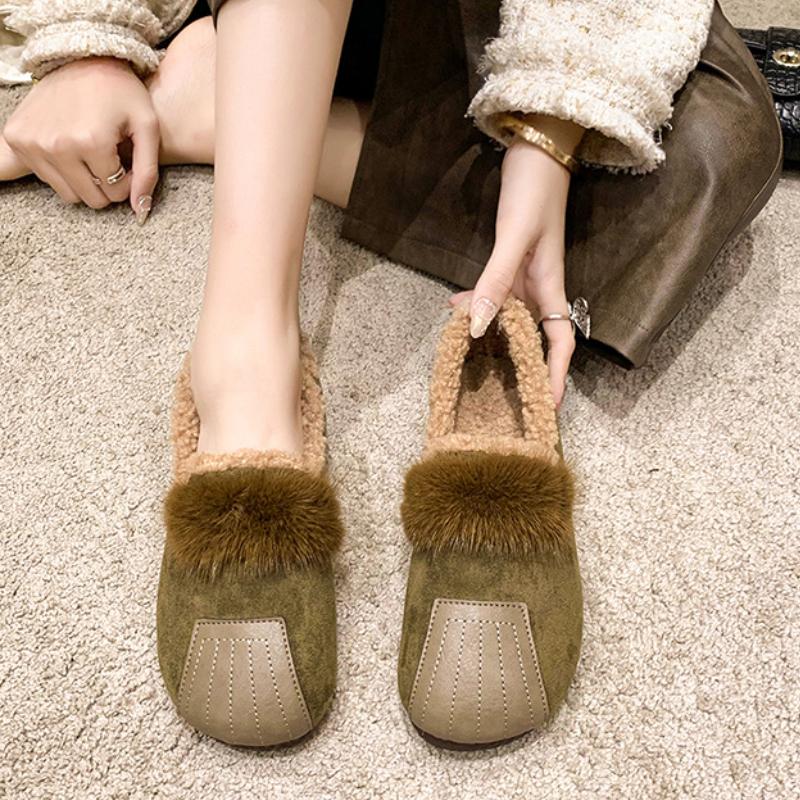 Módní evropské a americké retro plyšové dámské boty 2024 nové smyslové prošívání prodyšné bavlněné boty plyšové boty zapatos mujer