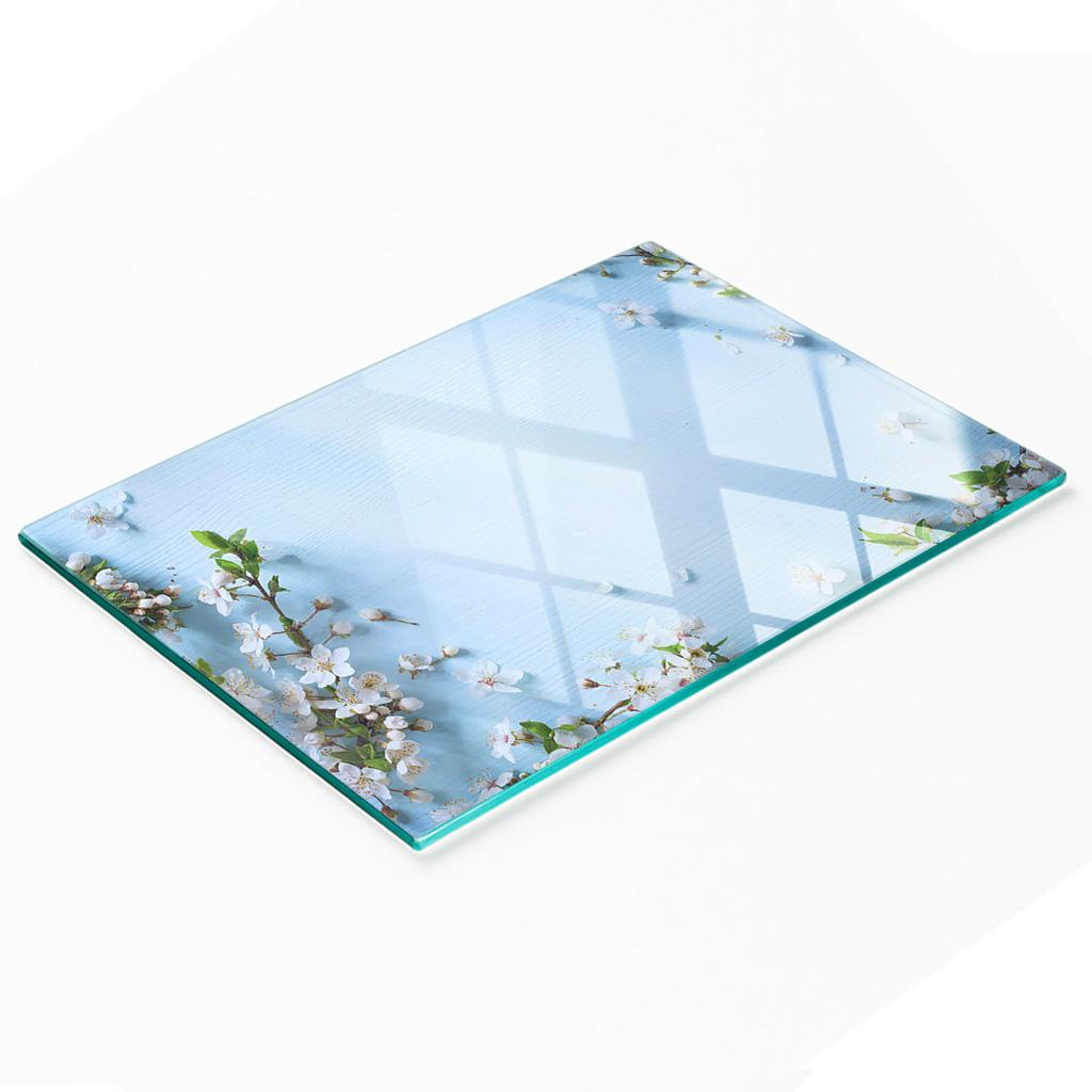 Kitchen Multifunctional Decorative Tempered Glass Board Cherry Blossoms 80X52 Cm