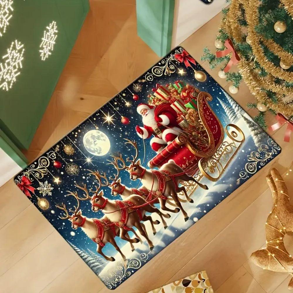 Christmas Reindeer Decorative Rug Living Room & Bedroom Door Mat Non-Slip, Stain-Resistant Carpet Home Furnishing