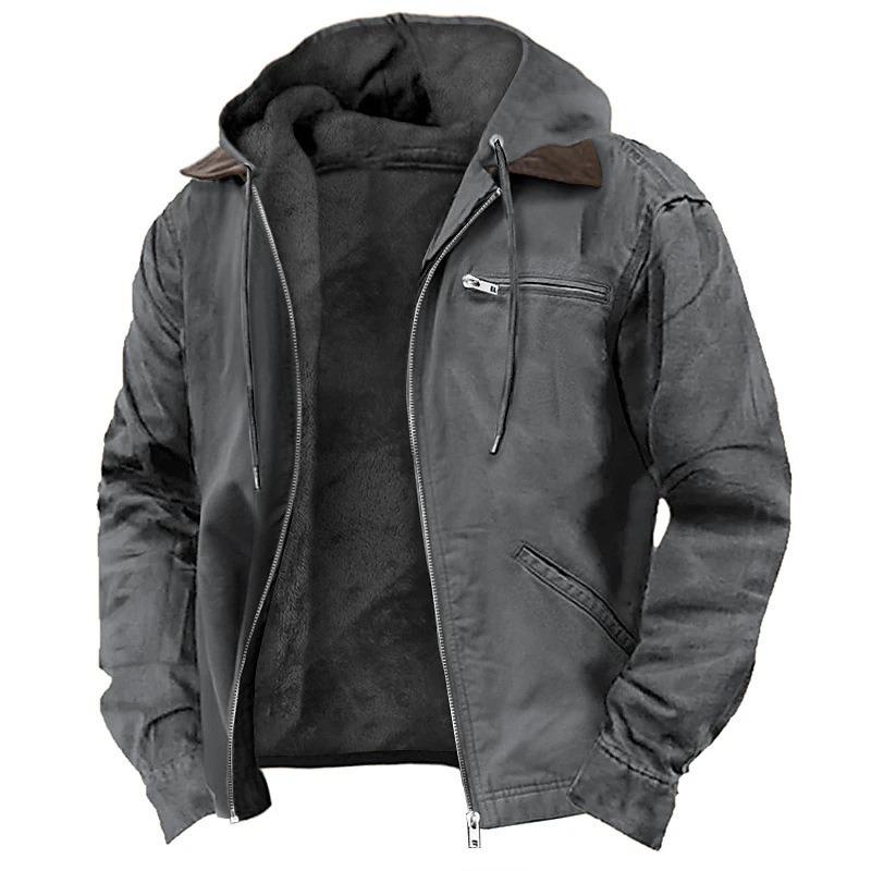 "2025 Men's Jacket New Fashion Casual Hooded Zipper Coat Retro Streetwear Lightweight Versatile Outerwear Spring Autumn"