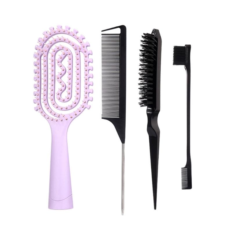 

Hair Grooming Accessories Kit 4 Professional Tools Compact Travel Essential Hair Combs ABS Stylish Accesories 1 фиолетовый