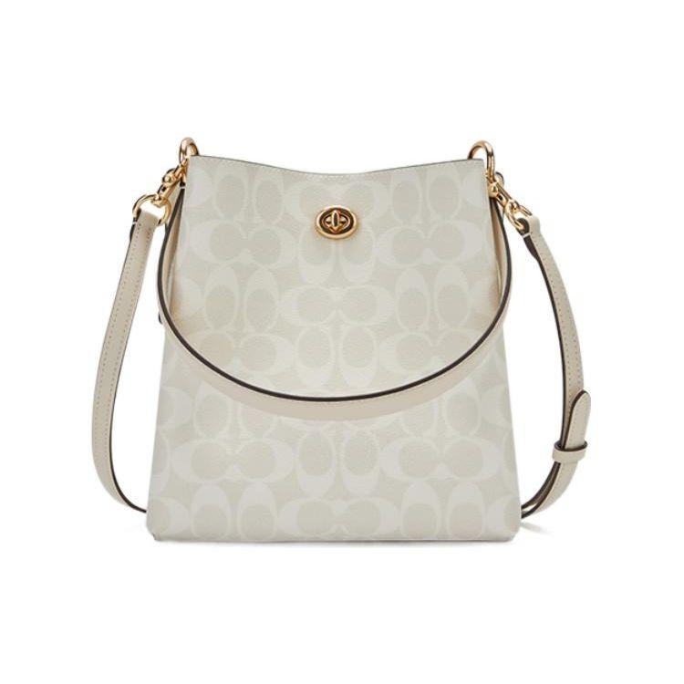 

Coach Charlie 22 Classic Monogram Logo Turnlock Hardware PVC Bucket Tote Shopping Bag Women Tote Ivory-Gray Glacier-White 1027-IMRFF Basic Set (Bag+Dust Bag)