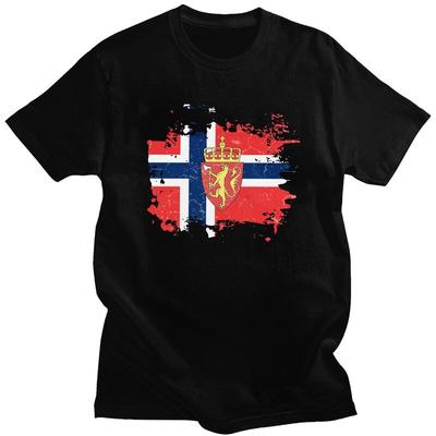 Custom Coat Of Arms Of Norway Tshirts for Men Short Sleeve Leisure T Shirt Norwegian Flag Tshirt Loose Fit 100 Cotton Tees