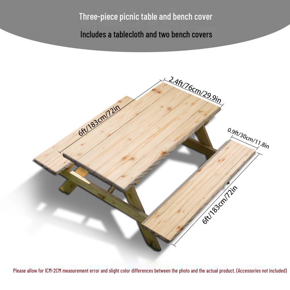 Elastic Wood Grain Outdoor Table and Chairs Cover Set (3-Piece)