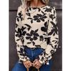 JKASHDK Women's Fashion Casual Spring Autumn Flower Pattern Print Long Sleeve O-Neck Blouses & Shirts