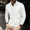 2025 Spring Men's Slim Fit Waffle Knit Zipper Pocket Lapel Cardigan Jacket - Trendy & Casual