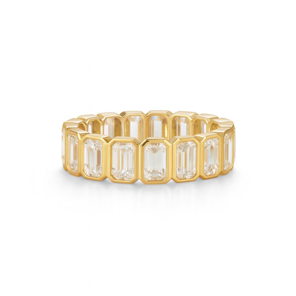 

Кольцо-дорожка с кубическим цирконием изумрудной огранки, полностью покрытое золотом, кольцо на годовщину свадьбы для женщин Q