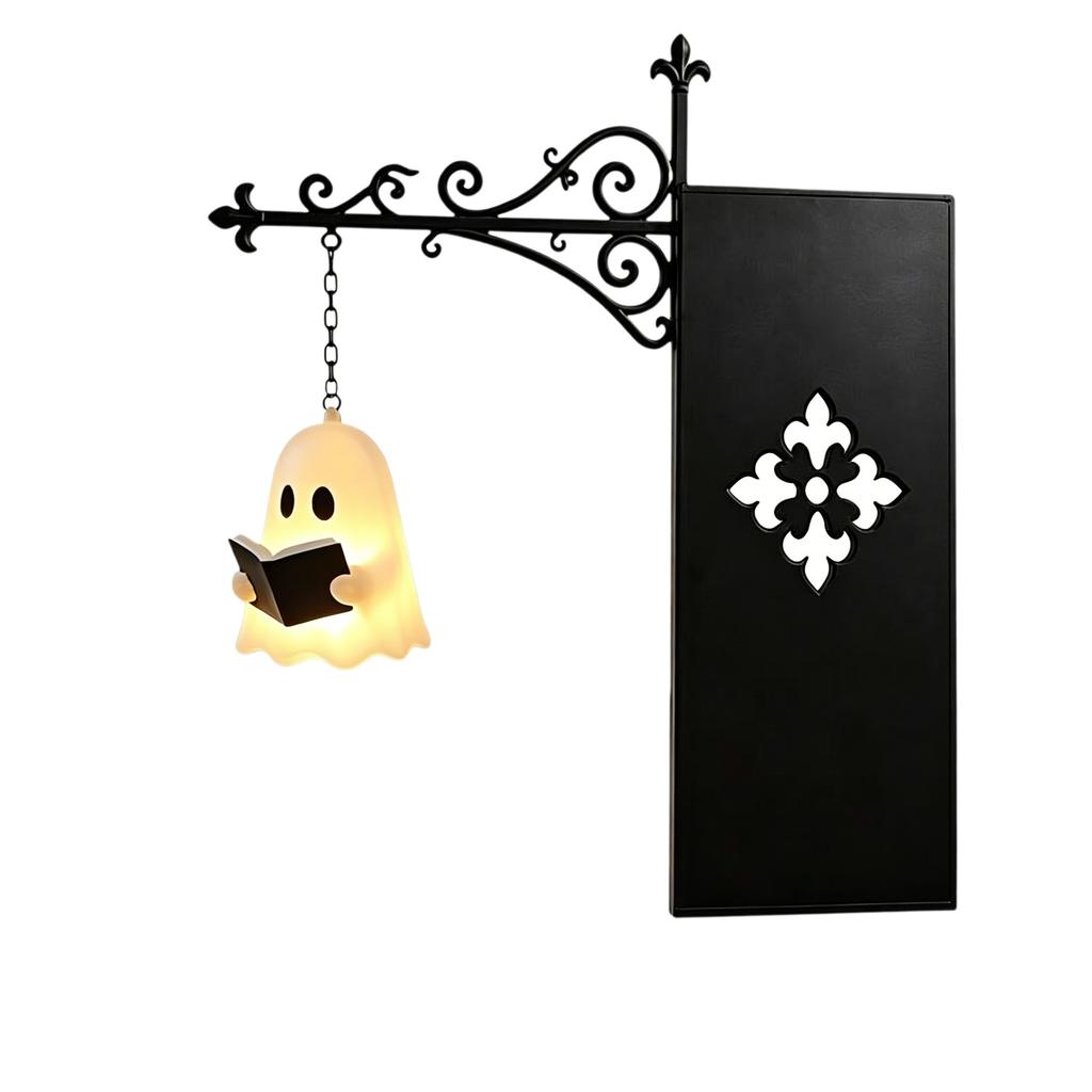 Hanging Reading Ghost Night Light Portable Small LED Lamp for Bookshelf Home Halloween Party Decor Lovely Gift for Friends