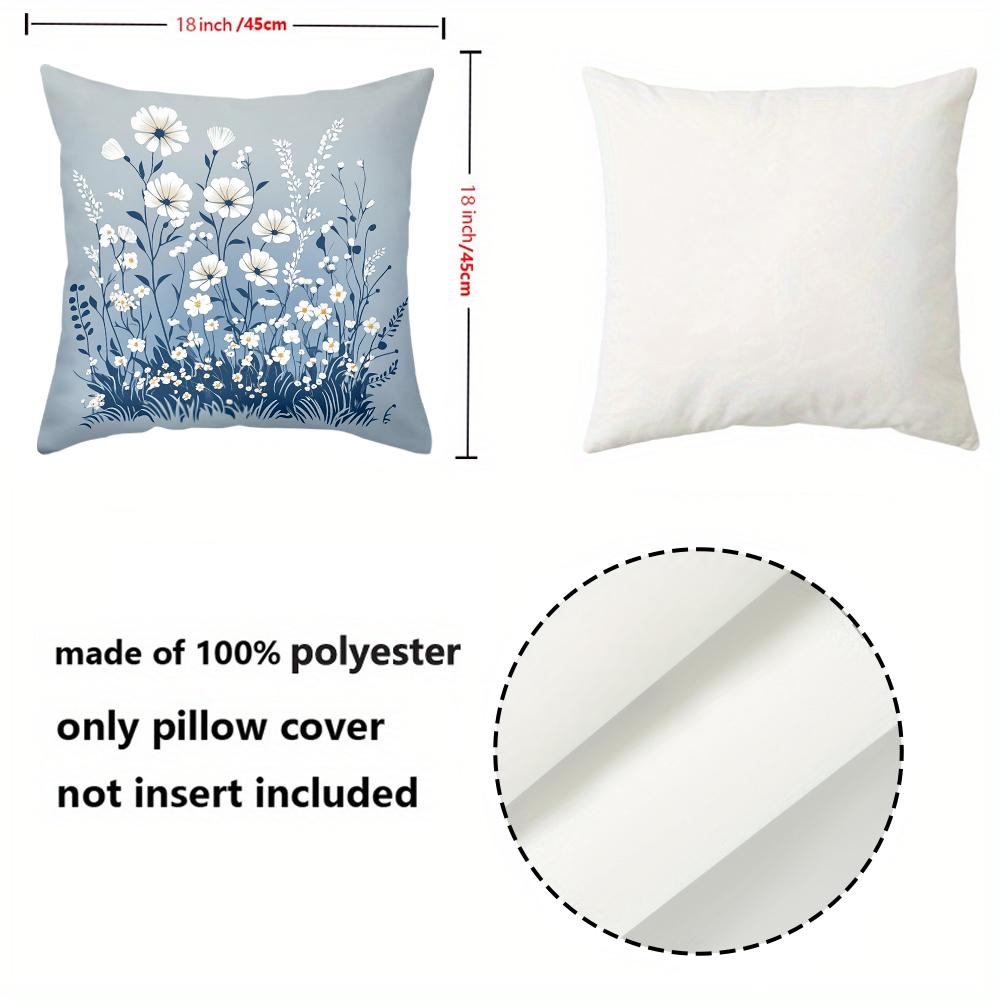 Floral Patterned Cushions Blue with Bird Design Polyester Pillowcase, Sofa Decorative Cushion Cov Headboard Pillow