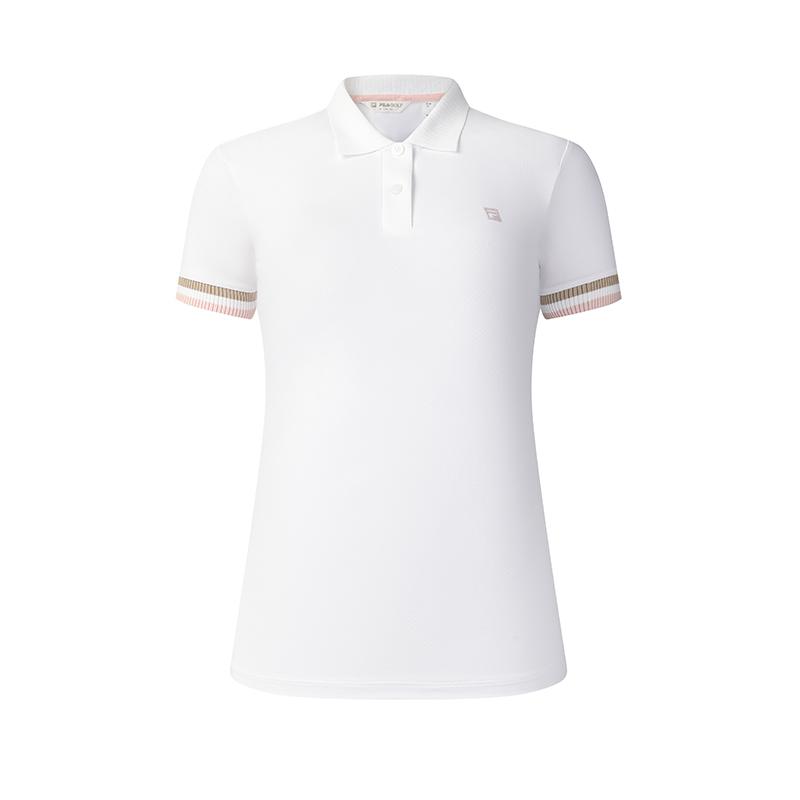 FILA Golf Series Simple Casual Comfortable Dopamine Color Vitality Versatile Knit Short Sleeve Polo Shirt Women Polo Shirts Jade-White A11W525103F-WT
