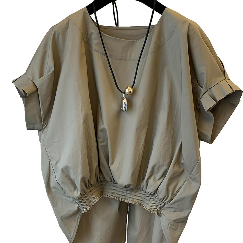 Summer High-End Designer Niche Hem Elastic Short Sleeve Women's Bow Top