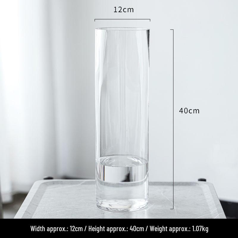 Elegant Transparent Glass Vase for Home Décor – Large Straight Tube Design for Floral Arrangements