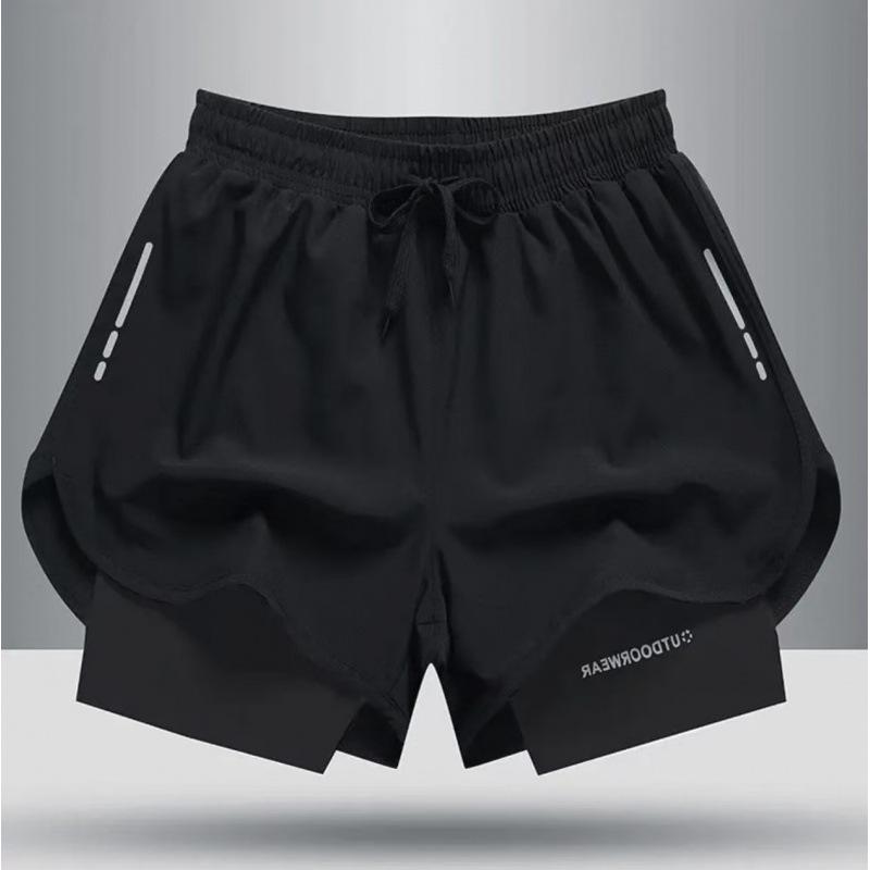 

Мужские эластичные шорты для плавания больших размеров из двойного слоя ледяного шелка XL (90-130 jin) чёрный