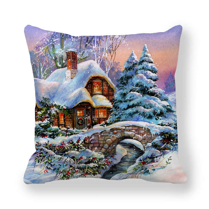Kissenbezug mit Aufdruck „New Year's Saint Merry Christmas“, Dekoration für Zuhause, Wohnzimmer, Sofa, Dekoration, 45 x 45 cm