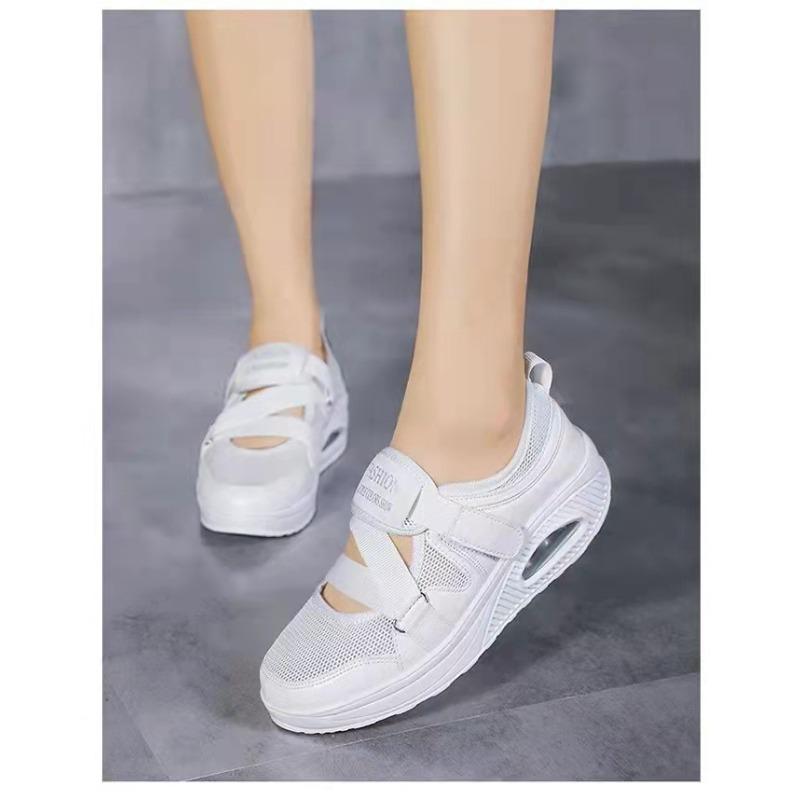 Summer new breathable cross-border hot sale air cushion women's single shoes thick-soled air cushion women's casual shoes Velcro shoes batch