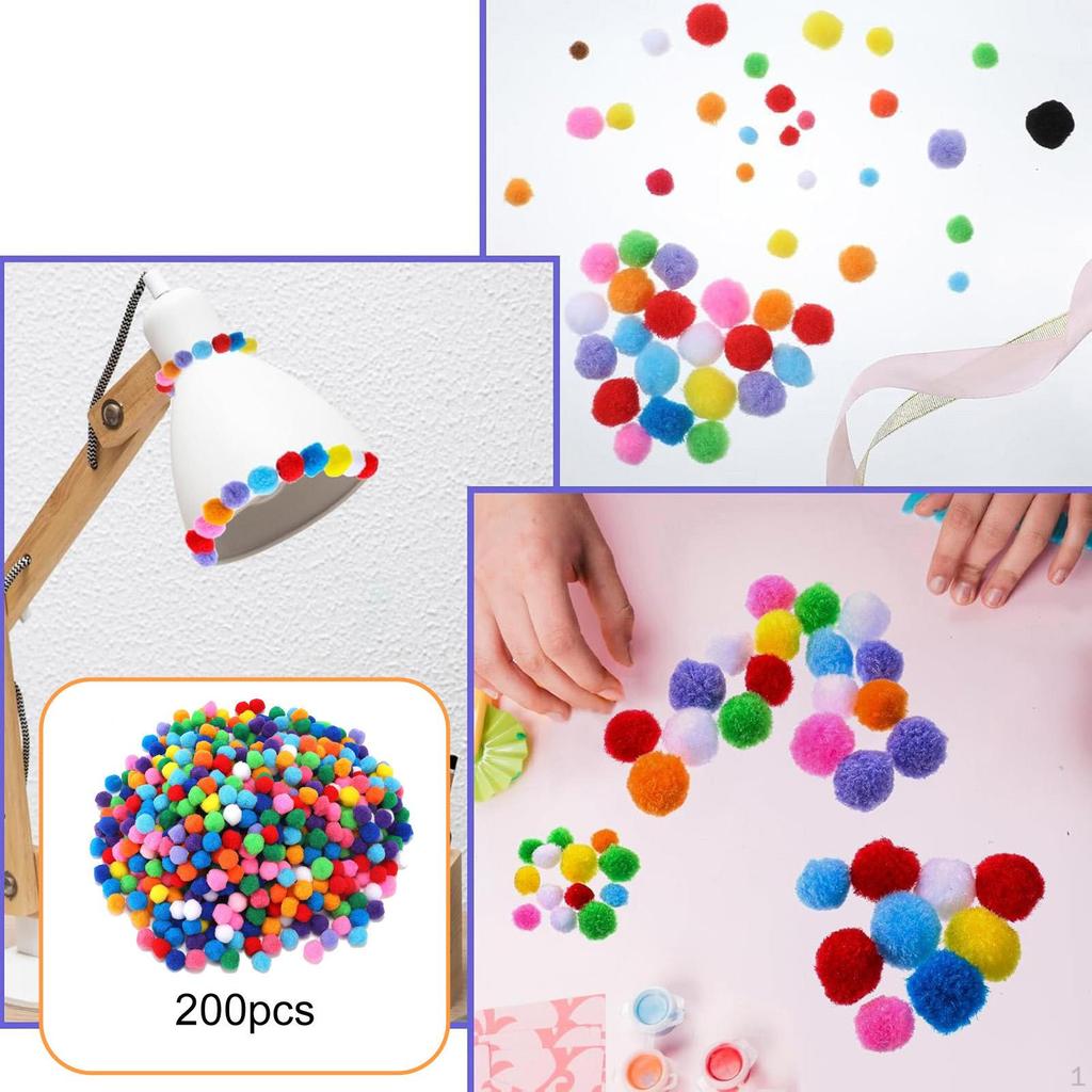 200 kusů pomponů Měkké DIY Kreativní řemesla Umění a pro Hobby Potřeby Dekorace Škola