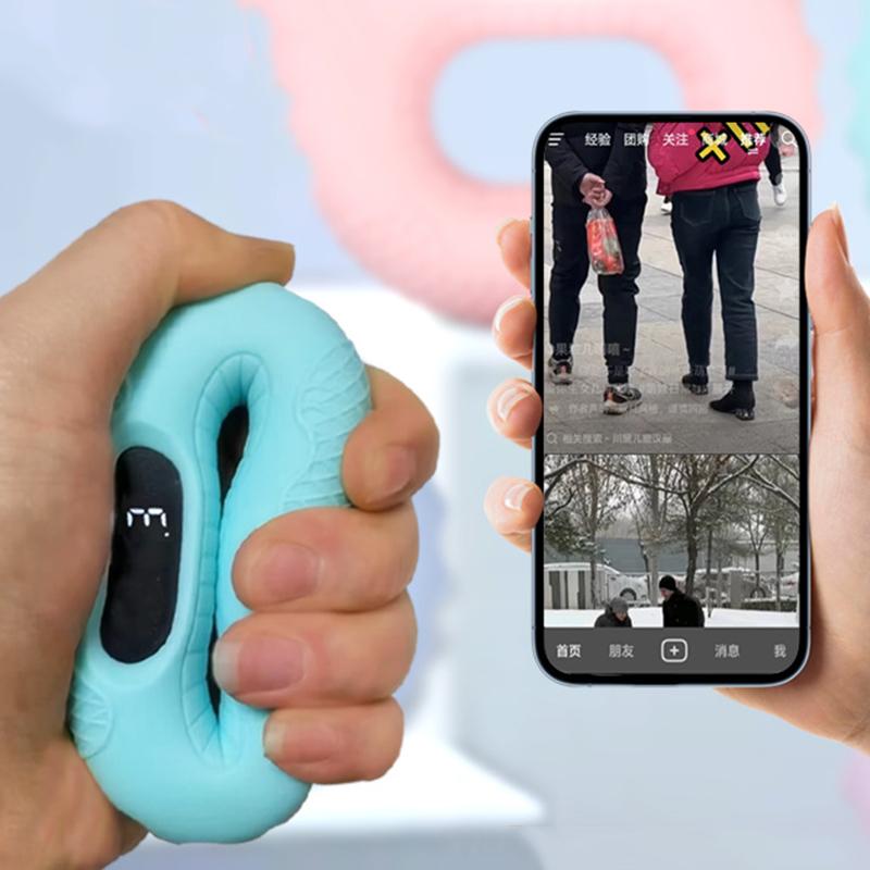 Silicone Grip Strength Device Exercises Finger Strength Grip Ring Connection Bluetooth Flashing Short Video Counting Training