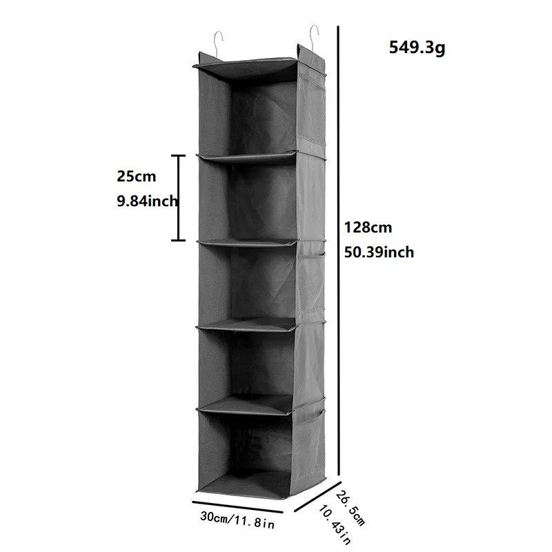 1pcs Non-woven Foldable Hanging Storage Bag with Metal Hooks Dust-proof Multi-layer Wardrobe Organizer for Clothes