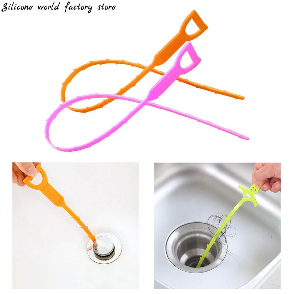 Silicone World Sink Pipe Drain Cleaner Pipeline Hair Cleaning Kitchen Bathroom Shower Sewer Clog Plastic Hook Dredging Tools