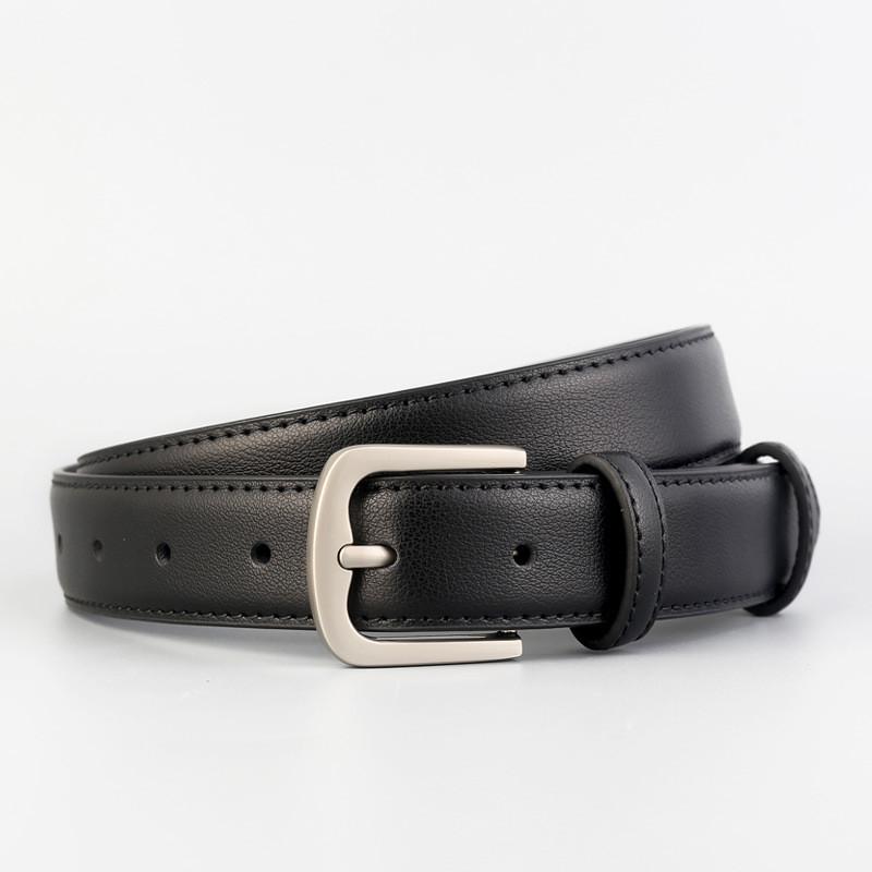 

Genuine Leather Lady Belt With Alloy Buckle For Business And Casual Outfits чёрный