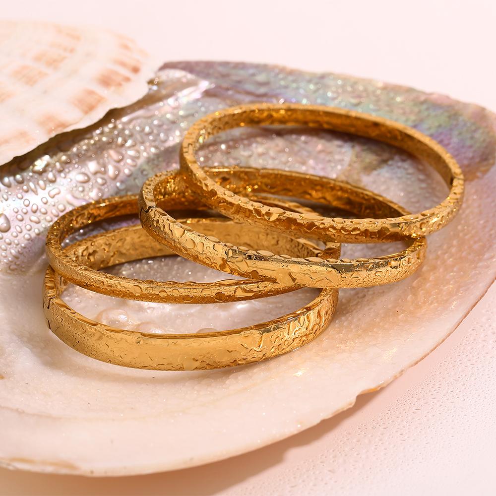 MamacitaSlay 4mm 5mm 6mm 8mm Gold Plated Silver Color titanium bangles Bracelets Daily trendy women's stainless steel jewelry