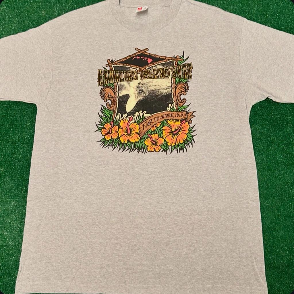 Maglietta Vintage Anni '80 '90 North Shore Hawaii Surf Surfer VTG Taglia Uomo L