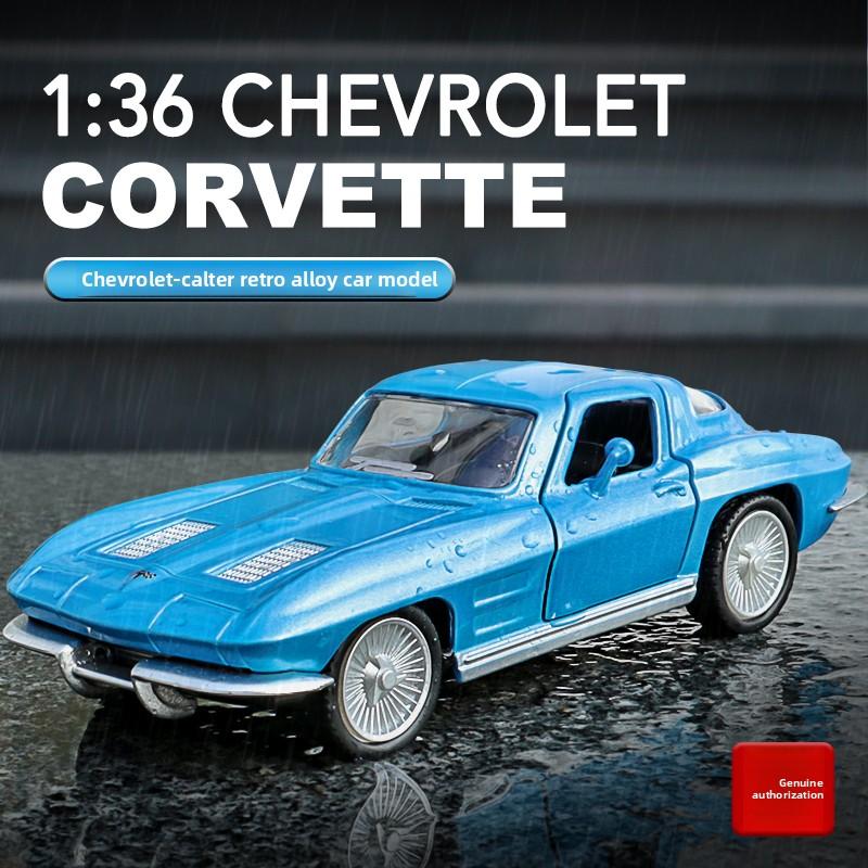 1:36 1969 Chevrolet Corvette C2 Американский классический винтажный автомобиль сплав модель фигурка Игрушечная модель автомобиля Детский подарок.
