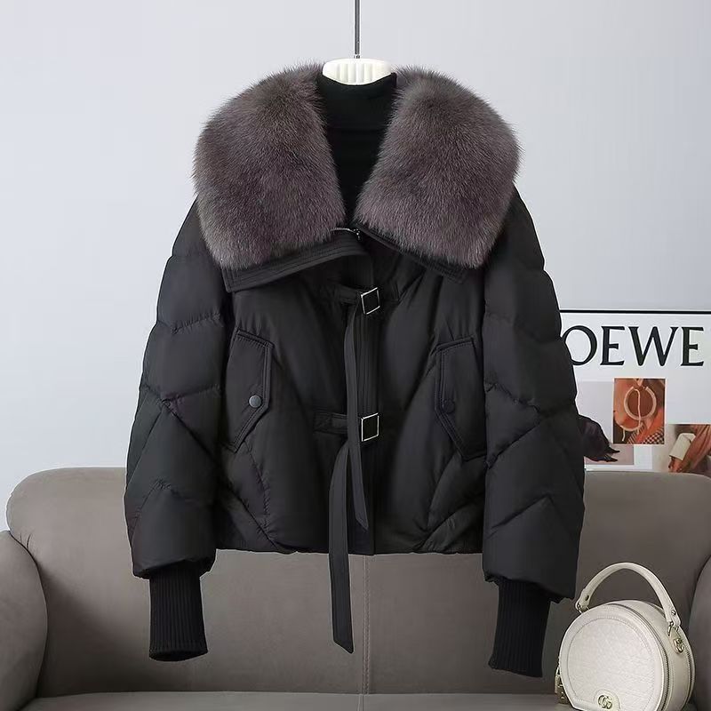 Big Fur Collar Down Cotton Coat Large Size Thickened Warm Jacket
