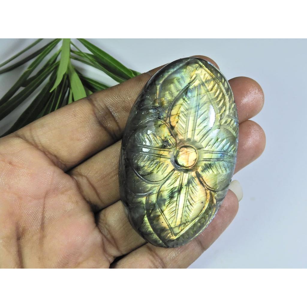 31X69X21MM Natural Goden Labradorite Carving Pear Cabochon Loose Gemstone LL-951