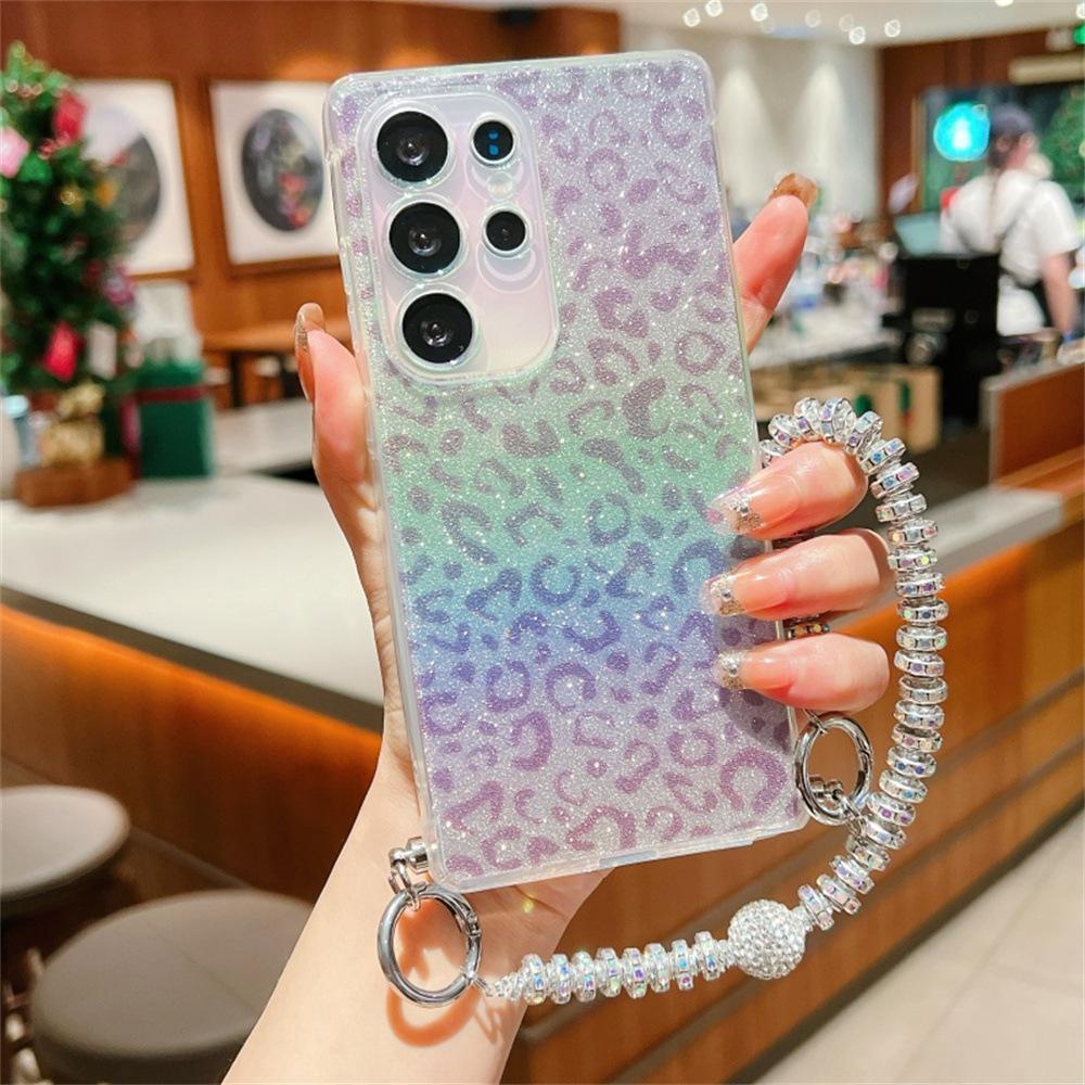 Leopardenmuster Galvanisierter Lanyard-Kette Geeignet für Samsung S25 Ultra Apple IPhone 16 Softshell Handyhülle Schutzhülle