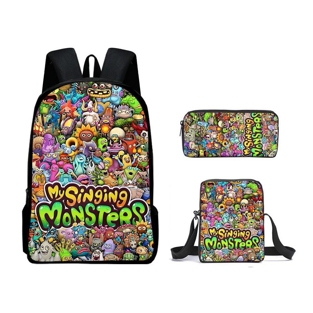Monster Music Schoolbag Trendy Backpack European and American Retro Schoolbag Third Grade~ Fourth Grade Bag