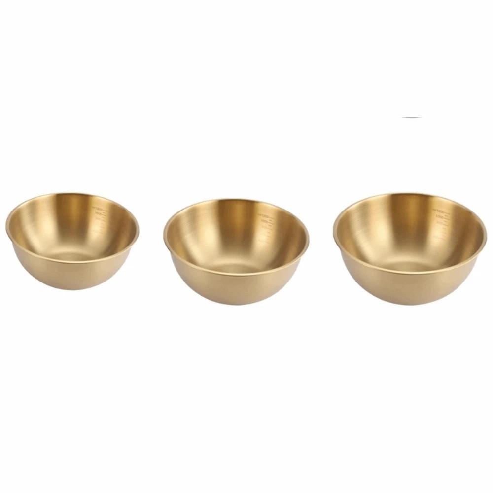 3PCS/SET Large Capacity Stainless Steel Mixing Bowl Durable with Scale Fruit Salad Bowls Rust-Free Rice Cereal Bowls