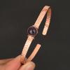 Natürliches Amethyst Edelstein Armband in gehämmertem Kupfer - Handgefertigter offener Armreif - Einzigartiger Statement Schmuck