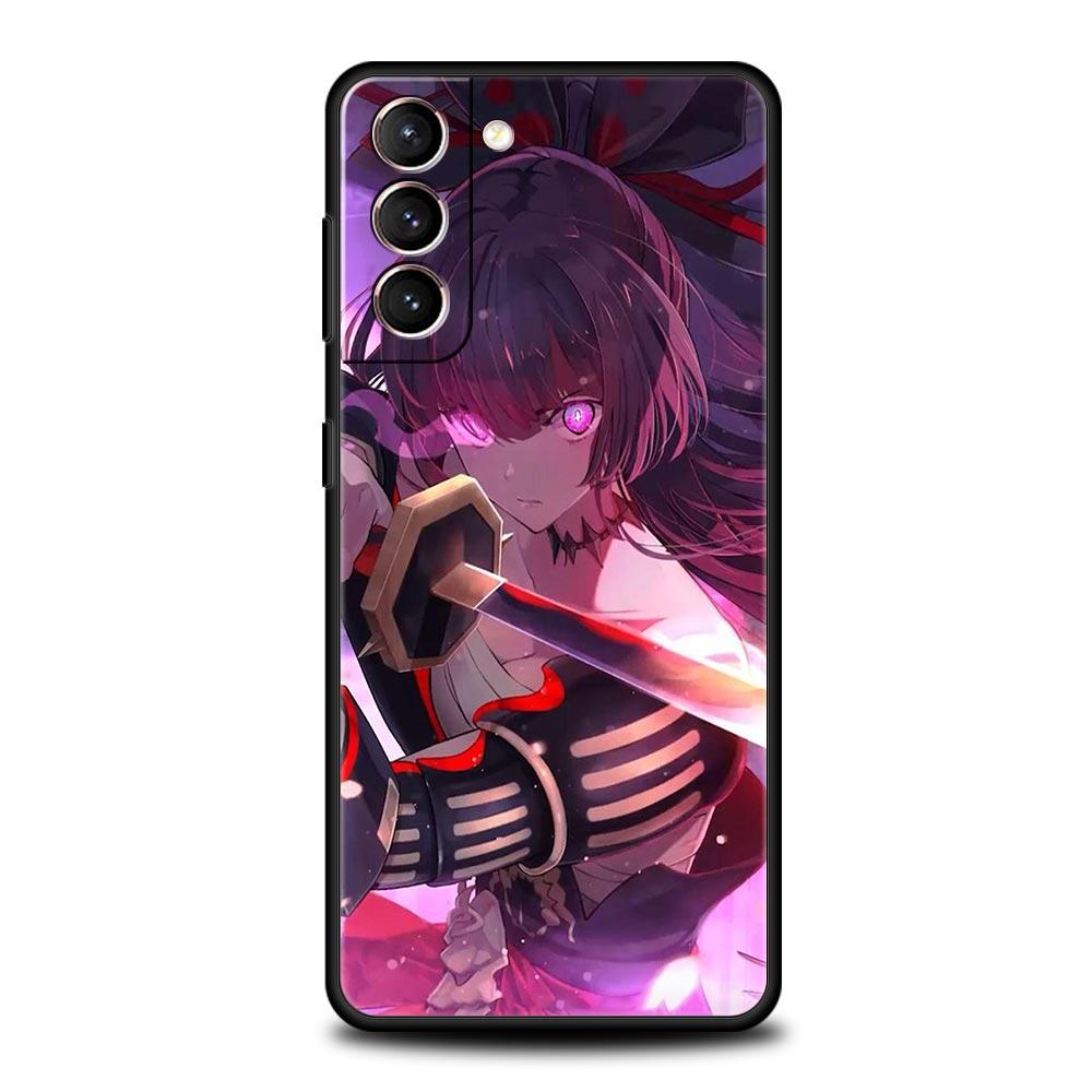 Carcasă de telefon tip fată anime în stil japonez pentru Samsung Galaxy S23 Ultra S22 S21 S20 FE 5G S10 S10E S9 S8 Plus Note 20, moale, neagră