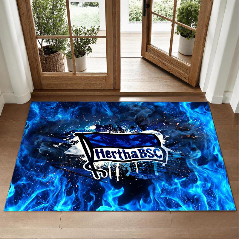 Hertha Bsc FC Design Crystal Velvet Rug Soft Decorative Mat for Bedroom Entrance