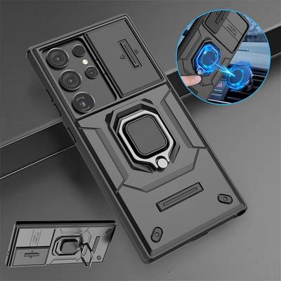 Coque Armure Coulissante pour Appareil Photo Pour Samsung Galaxy S25 Ultra S24 FE S23 Plus A54 A55 M56 A26 A36 A56 5G Protection Objectif Housse avec Anneau Magnétique