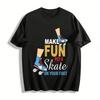 Retro Roller Skate Fun Print Casual T-Shirt Put Joy On Your Feet Pure Cotton T-shirt
