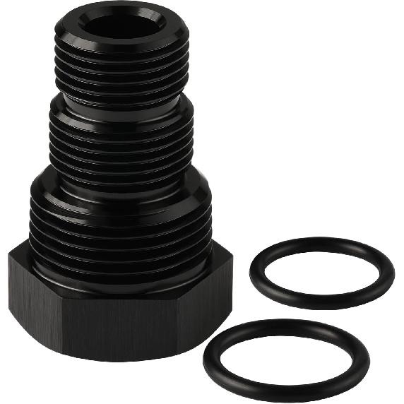 1/2-28 Female To 3/4-16 13/16-16 3/4 NPT Male Hose Adapter Reducer Fitting Connector Aluminum Black