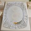 Sunflower Embroidered Fitted Sheet Set White Sunflower Floral Pattern Bedding With Pillowcases For Bedroom