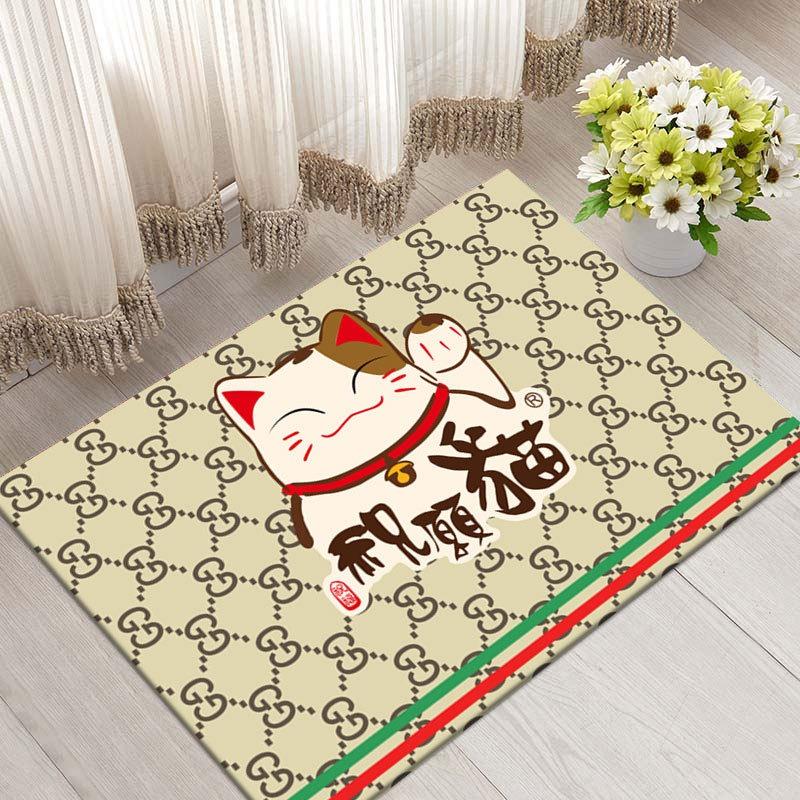 Lucky Cat Print Doormat Super Absorbent Non-Slip Entrance Rug for Home Decor Japanese Style Waterproof Floor Mat Popular Carpet