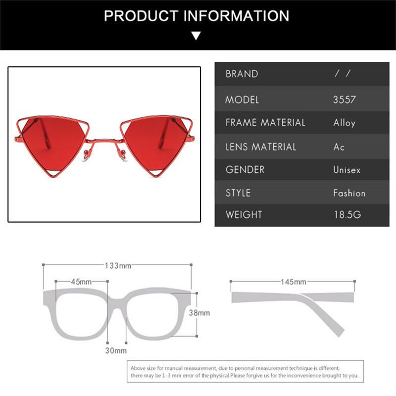 Retro Alloy Triangle Punk Sunglasses Men Hollow Eyewear Candy Colors Gradient Gothic Sun Glasses For Women Openwork Metal Frame