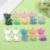 10-Color Gradient Glitter Cartoon Animal Kitten Charms for DIY Handmade Jewelry