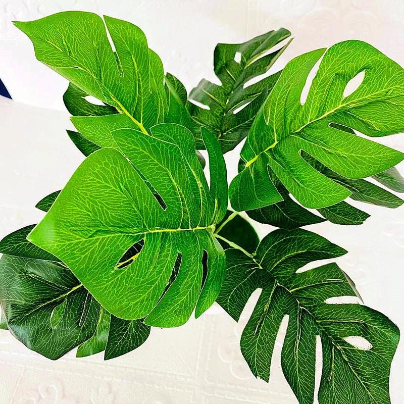 Artificial Plant Green Pot 9 Turtleback Leaf Faux Foliage Home Decor Photography