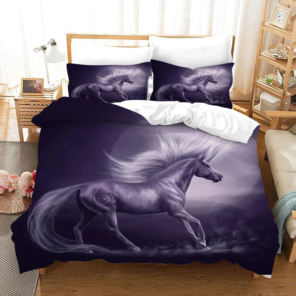 Dropship Beding Set Unicorn 140x210 Dream Soft Duvet Cover Set for Girl Boy Single, Double Sized Dimensions Bedrom Comfortable Quilt Cover Sets