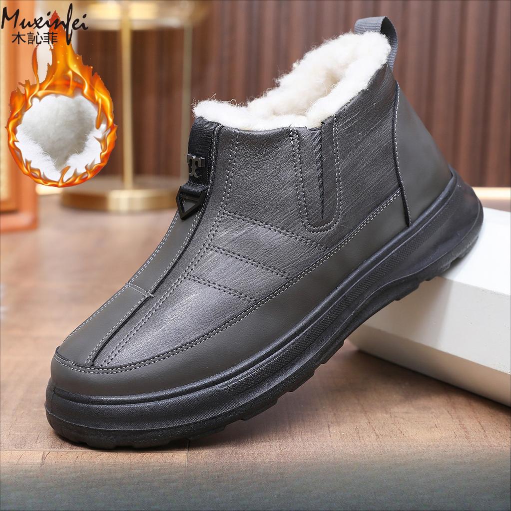 2025 Winter Neue Herren Baumwollschuhe Wasserdicht Rutschfest Baumwolle Wolle Warm Baumwollstiefel mit Dickem Samt Schneestiefel39-44