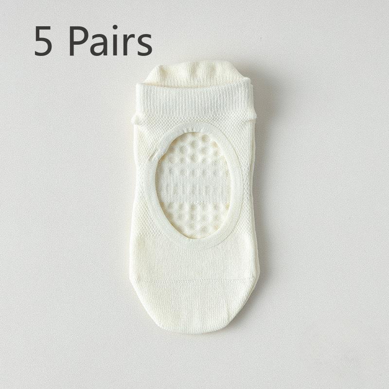 5 Pairs Cotton Silicone Non-slip Yoga Socks Boneless One-piece Mechanism Backless Mesh Short Socks Indoor Anti-odour Sports Socks