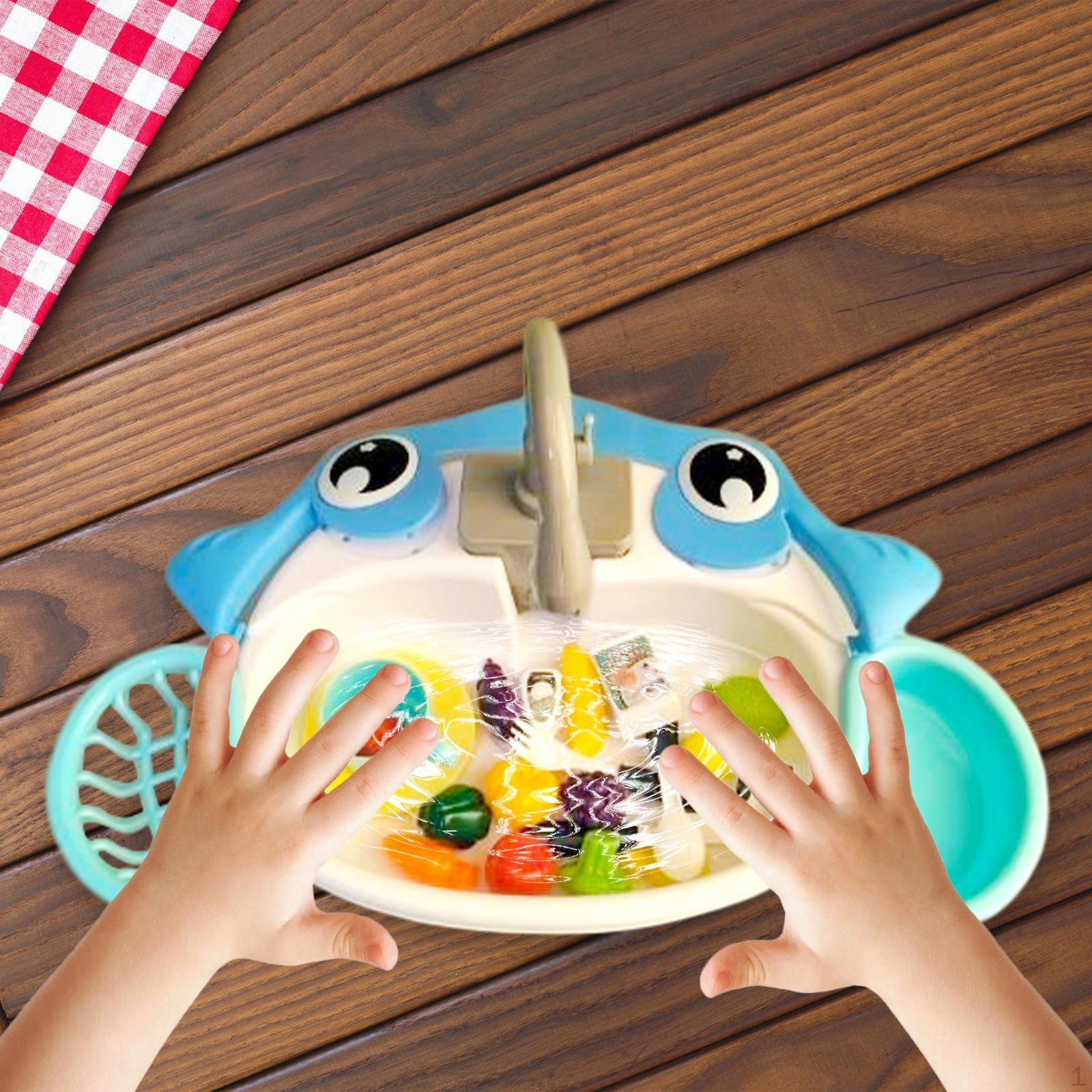 

Кухонная раковина, набор игрушек с проточной водой, электрические подарки, ролевые игры для 3, 4, 5 человек синий